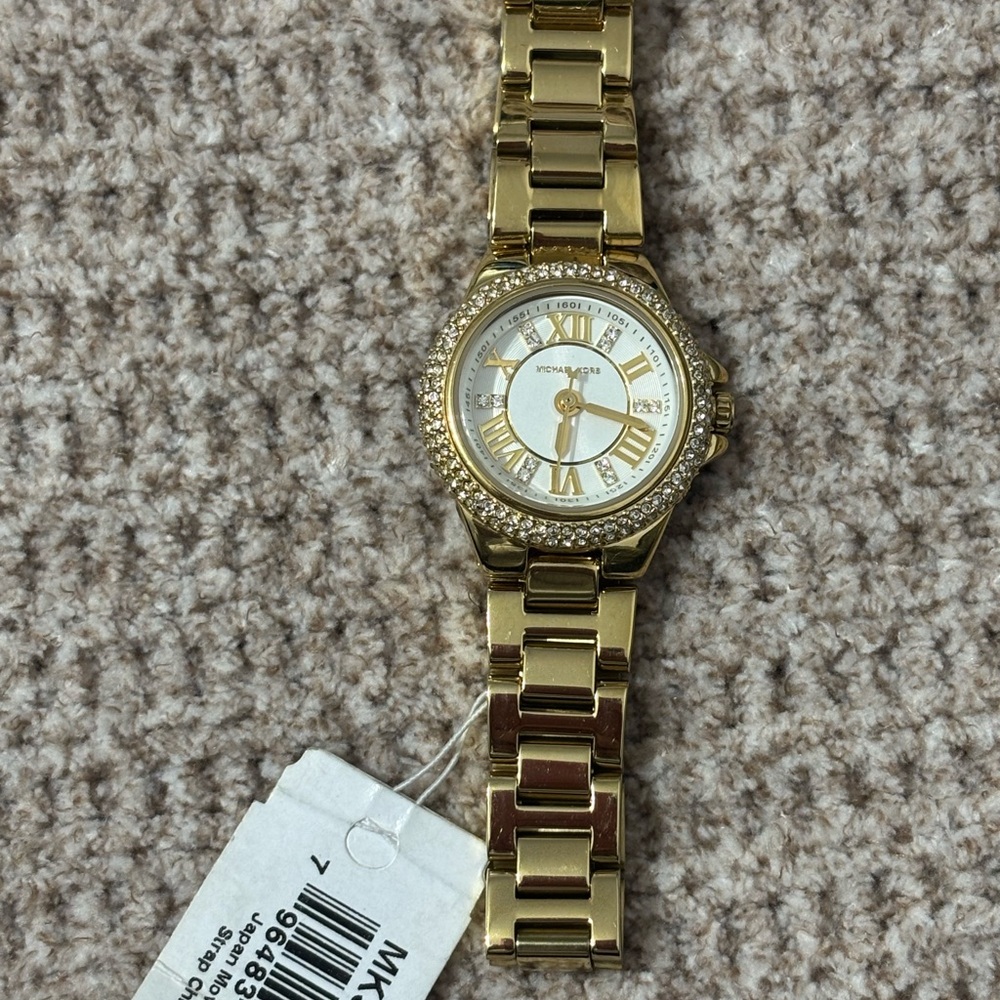 Michael Kors Gold-Tone Watch with Crystal Bezel